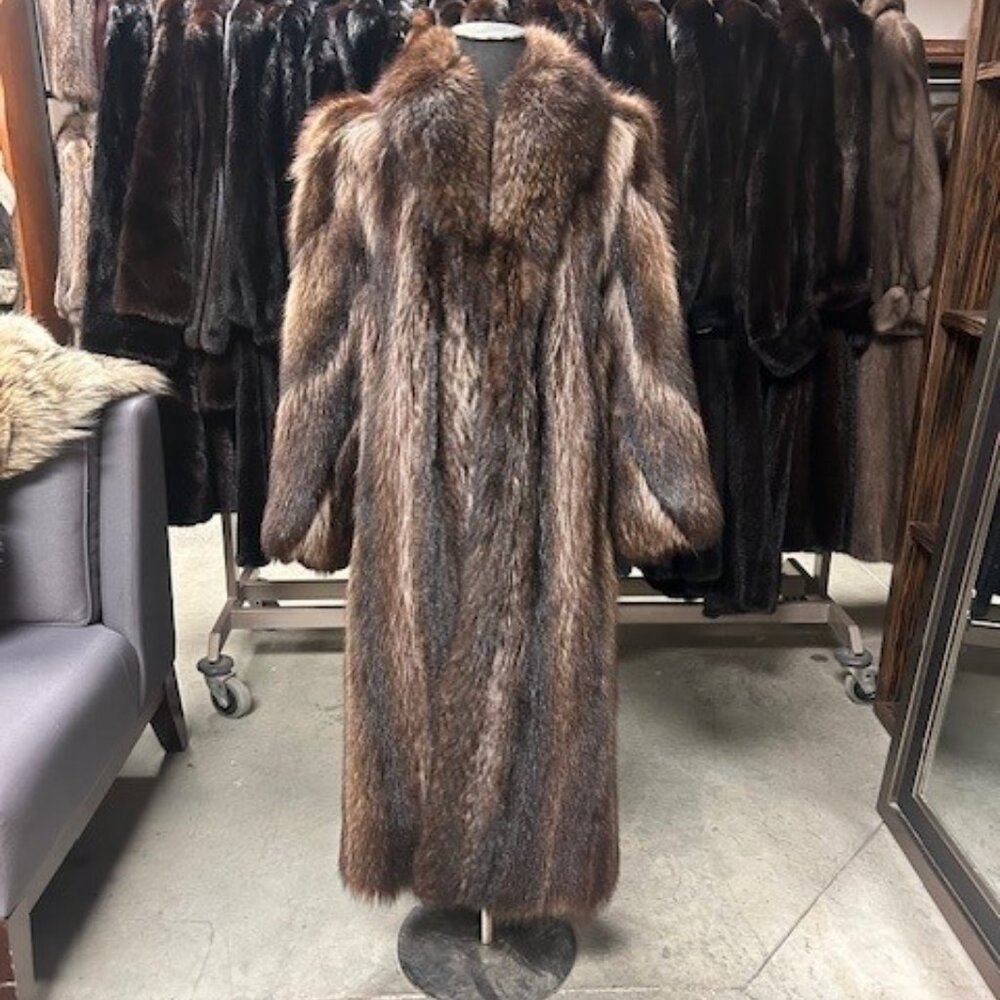 LONG RACOON COAT - WAS 4995 NOW ONLY $1995! SIZE S